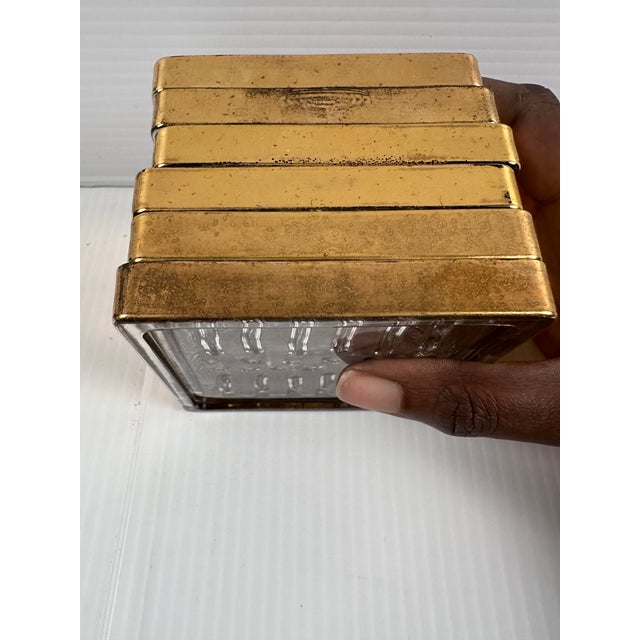 1960s Smeyers Art Glass Coasters With Wooden Holder, Hollywood Regency Barware – Set of 6 For Sale - Image 11 of 12