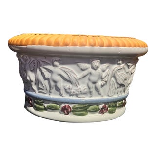 Vintage Italian Terrecotte Lotti Ceramic Cherub Planter Bowl For Sale