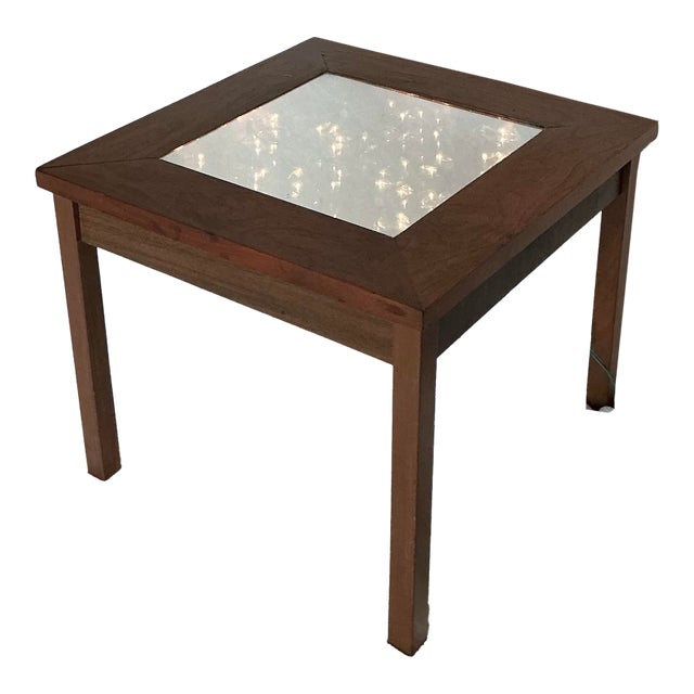 Vintage Infinity Led End Table Accent Side Walnut Table, Circa 1960s For Sale