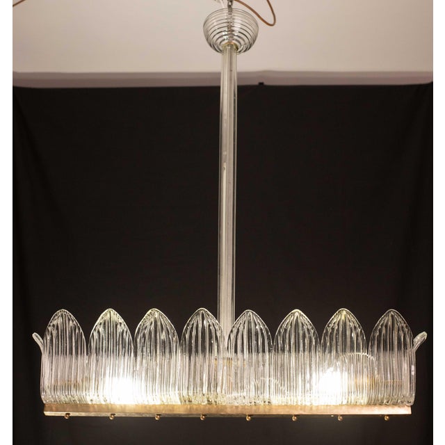 Art Deco Set of 2 Large Art Decò Chandelier by Barovier E Toso, Murano Glass, 1940 For Sale - Image 3 of 12