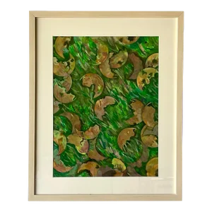 Vintage Boho Original Abstract Oil Painting on Paper