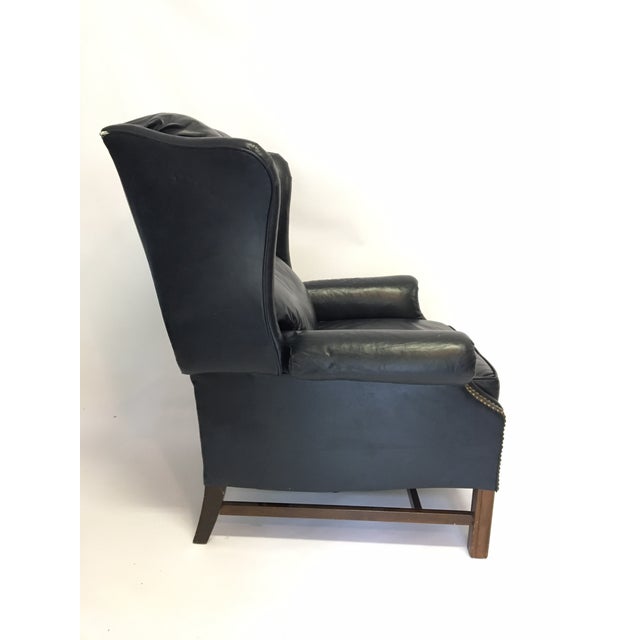 Lane Navy Leather MidCentury Wingback Recliner Chairish