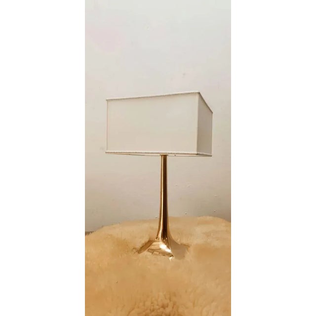 Square Brass Lamp with Lampshade, in Very Good conditions. Designed 1980 to 1989 European Plug (up to 250V).The wiring of...