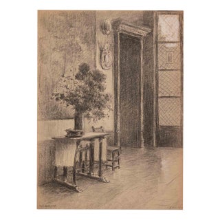 Paul Bessand, Interior of a House, Mid-20th Century, Pencil on Paper For Sale