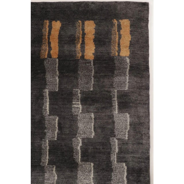 Rug & Kilim's Art Deco Style Rug in Mohair With Black & Gray Geometric Design For Sale - Image 9 of 11