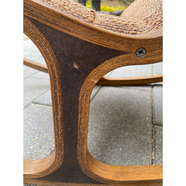 1970s Mid-Century Japanese Vintage Tendo Mokko Heron Rocking Chair and Ottoman Set For Sale - Image 10 of 11