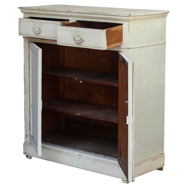 Wood Antique American White Hutch For Sale - Image 7 of 8