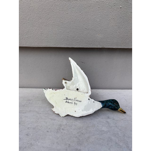 Cerulean Majolica Duck Wall Pocket Delphin Massier, Circa 1890 For Sale - Image 8 of 8