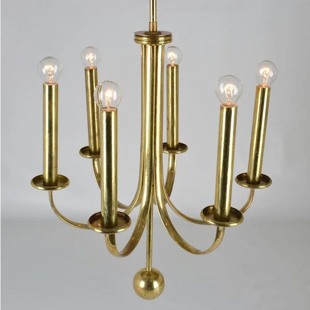 Minimal Brass Chandelier, 1960s For Sale - Image 3 of 11