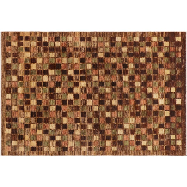 Contemporary Gabbeh Brown/Tan Wool Rug- 8'11'' X 11'7'' For Sale - Image 9 of 10
