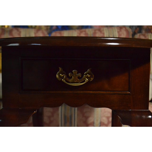 L. & J.G. Stickley, Inc. Vintage L. & j.g. Stickley Solid Cherry Oval End Table Queen Anne Cabriole Leg For Sale - Image 4 of 8