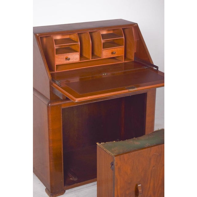 Vintage Art Deco Desk with Bench in Walnut, 1920s For Sale - Image 6 of 13