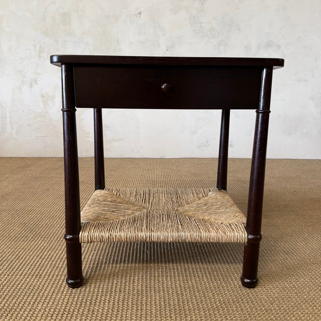 Amber Nightstand With Rush Shelf For Sale - Image 4 of 14