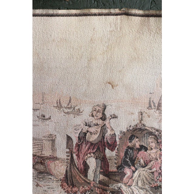 Belgian Antique Long Tapestry of a Canal Scene For Sale - Image 9 of 12