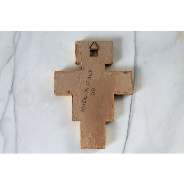 Gold Vintage Italian Giltwood Cross Wall Hanging For Sale - Image 8 of 8