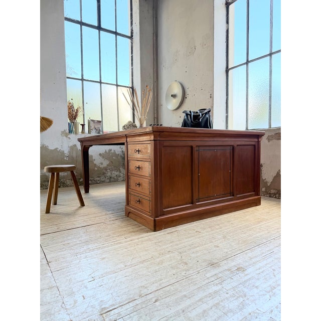 Antique Double-Sided Desk with Walnut Countertop, 1900s For Sale - Image 9 of 18