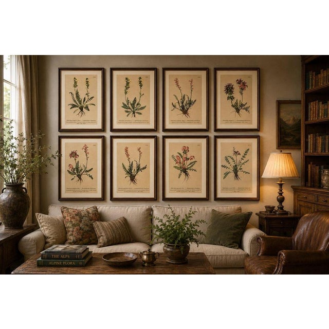 After Anton Hartinger, Pedicularis Wildflower from the Alps, 1897, Chromolithograph, Set of 8 For Sale - Image 11 of 12