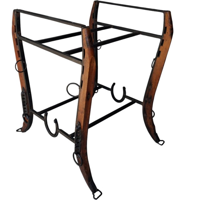 Rustic 1920s High-End Sporting Heritage- Mid-Century Modern Jacques Adnet for Hermès-Inspired Equestrian Table. For Sale - Image 3 of 12