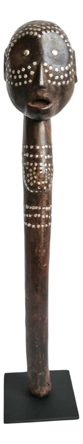 Antique Tribal Wooden Club on Stand