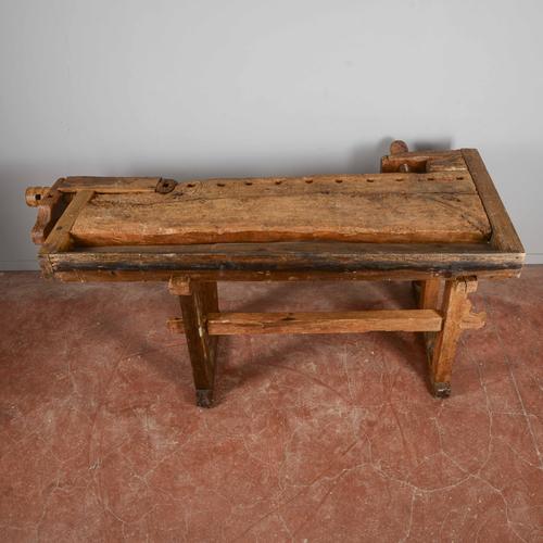 Brown Carpenter's Work Table in Wood For Sale - Image 8 of 9