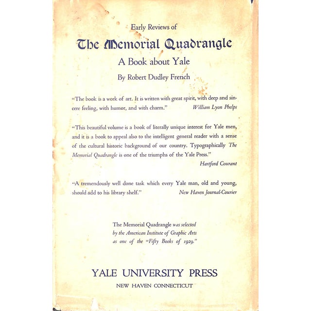 "The Memorial Quadrangle: A Book About Yale" 1930 French, Robert Dudley [Compiled By] For Sale - Image 9 of 9
