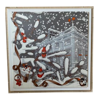 Hermes Scarf Framed in Plexiglass Box For Sale