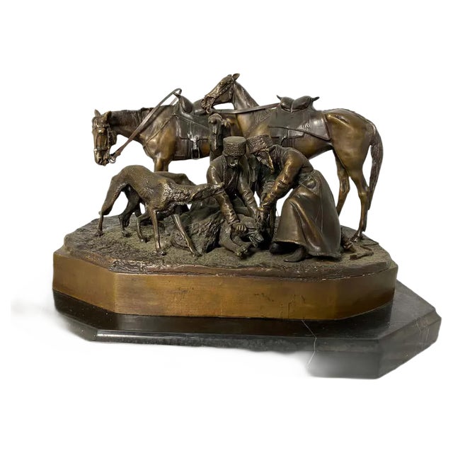 Bronze Sculpture of Hunting Party, 19th-Century For Sale