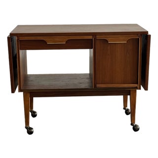 1960s Mid Century Walnut Bar Cart For Sale