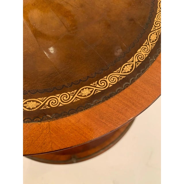 Traditional Antique 2 Tier Mahogany and Tooled Leather Side Table For Sale - Image 3 of 13