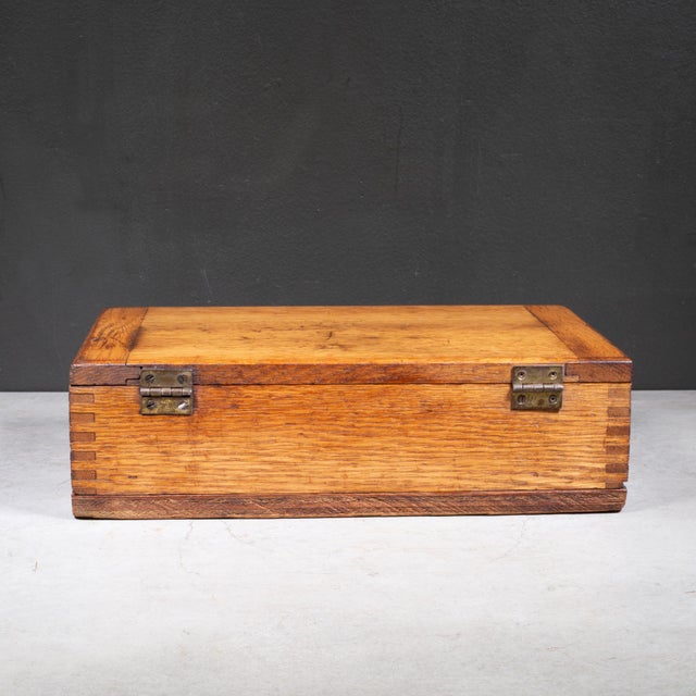 Wood Solid Oak Factory Tool Box c.1920 For Sale - Image 7 of 10