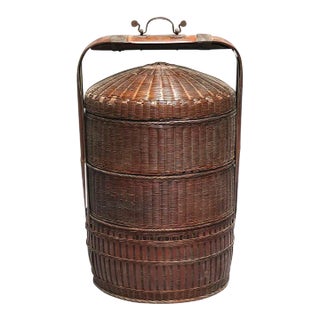 Late 19th Century Bamboo Lacquered Wedding Basket For Sale