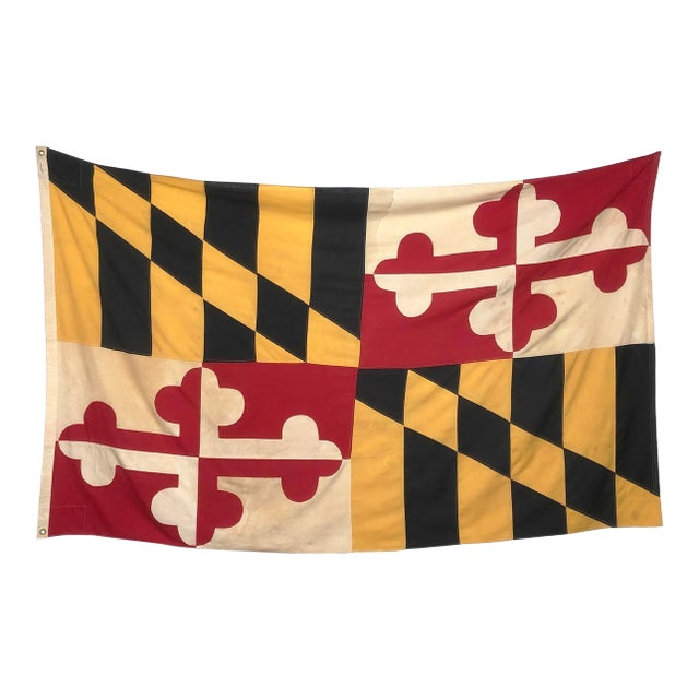 Oversize Vintage Sewn Cotton State Flag of Maryland For Sale
