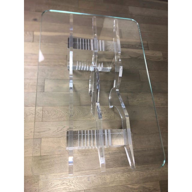 Art Deco Joseph Galvan- Icarus Lucite Coffeee Table 1990 For Sale - Image 3 of 8