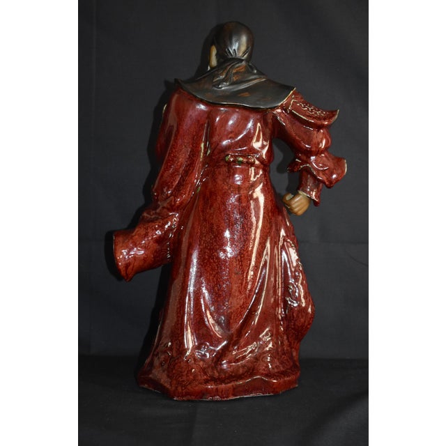 Vintage : 1940's Chinese Shiwan Statue - Chinese god of war, loyalty, and wealth. Made of Pottery/Ceramic. Glazed Finish....