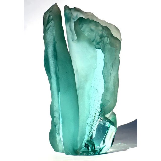 Bri Kepkové Organic sculpture 1970s Wrought and ground crystal block Engraved artist's signature Bohemian Art Glass 1970s...