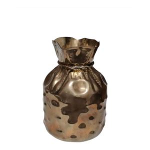 Sarreid Ltd. Brass Money Sack Cachepot, Circa 1980s