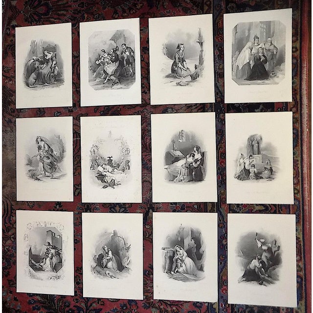 Black Antique 19th Century Victorian Genre Engravings Featuring Beautiful Women - Set of 12 For Sale - Image 8 of 8