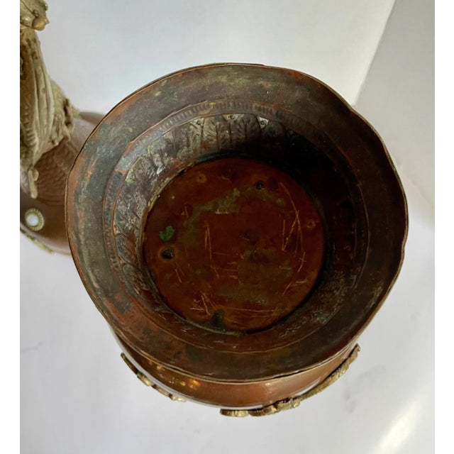 Pair of Antique Asian Tibetan Copper Brass Dragon Vases For Sale - Image 12 of 12