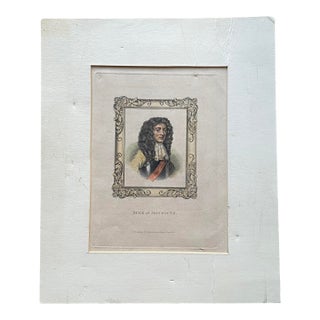 British Colored Lithograph Etching of the Duke of Monmouth, Dated 1820 For Sale