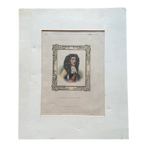 British Colored Lithograph Etching of the Duke of Monmouth, Dated 1820