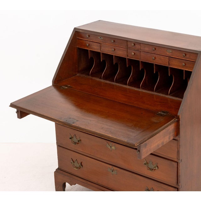 Wood Chippendale Style Mahogany Slant Front Desk For Sale - Image 7 of 11