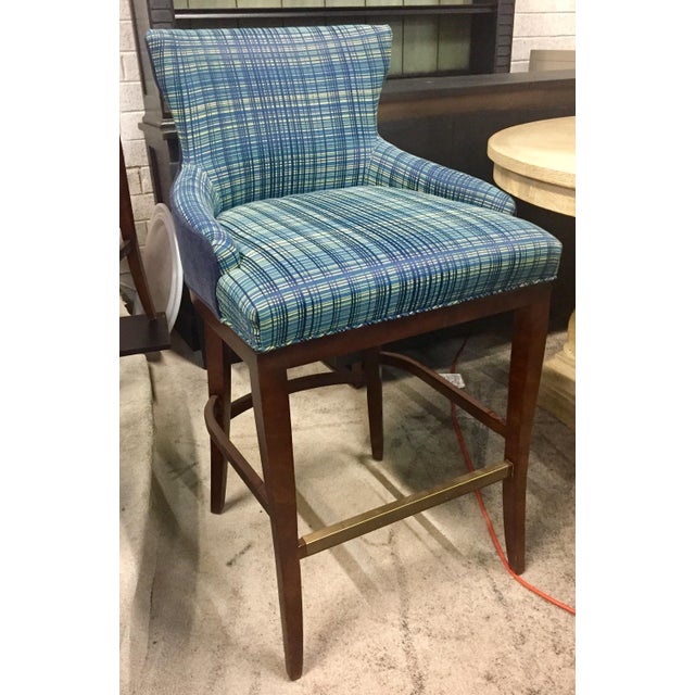 Century Furniture Century Furniture Plaid Barstool For Sale - Image 4 of 4