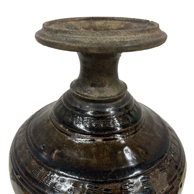 Art Deco Antique Khmer Angkor Period Stoneware Baluster Vase For Sale - Image 3 of 18