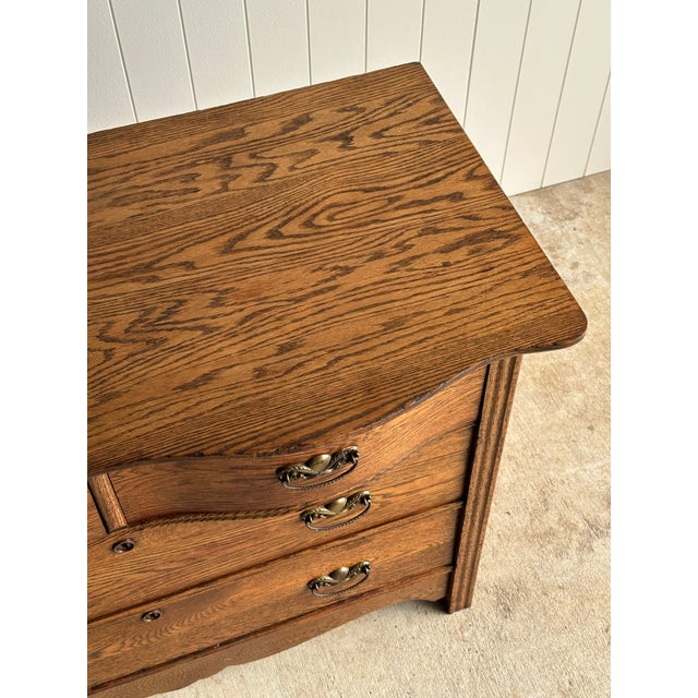 Wood Late 19th Century Antique Serpentine Oak Chest of Drawers For Sale - Image 7 of 18