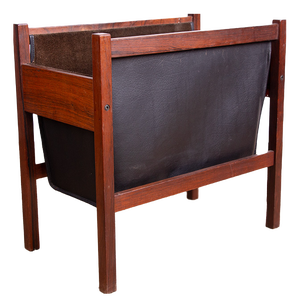 Danish Magazine Rack in Rosewood and Leather, 1960