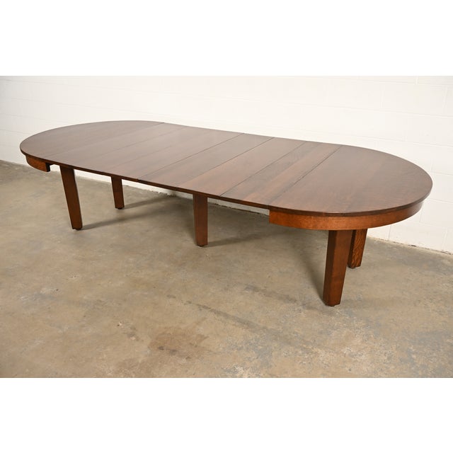 Brown L. & J. G. Stickley Antique Mission Oak Arts & Crafts Extension Dining Table | Newly Refinished For Sale - Image 8 of 17