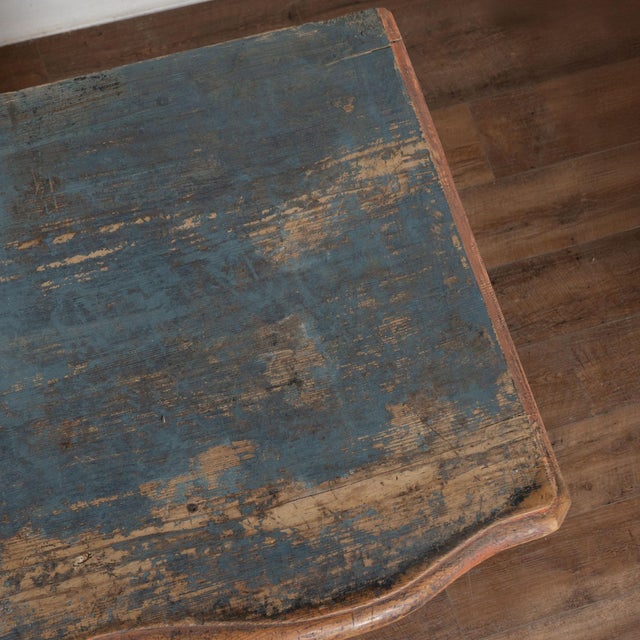 Late 18th Century Danish Pine Original Blue Painted Chest of Three Drawers For Sale - Image 6 of 14