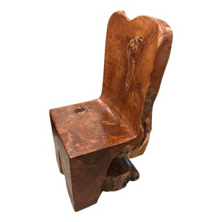 Andrianna Shamaris Sculptural Teak Wood Chair For Sale
