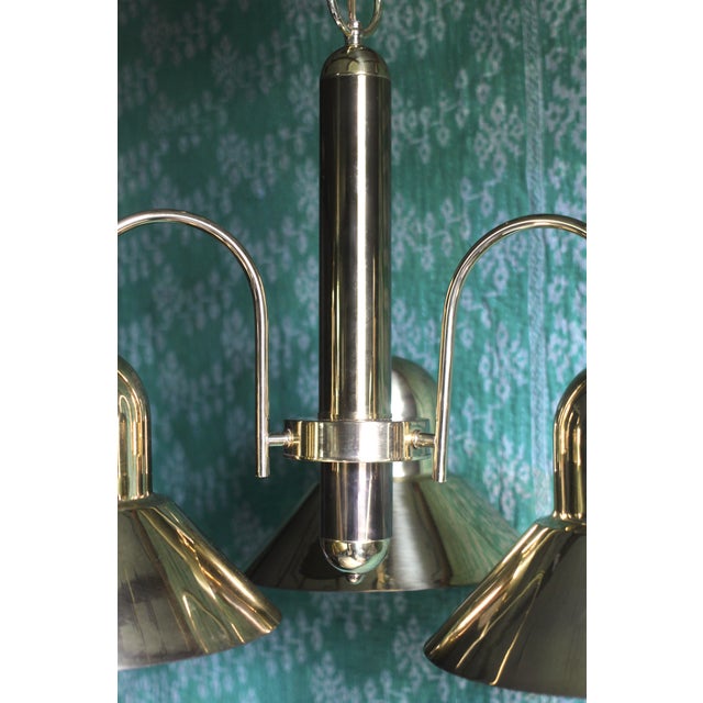 1980s Brass Shade Light Fixture With 3 Lights For Sale - Image 12 of 14