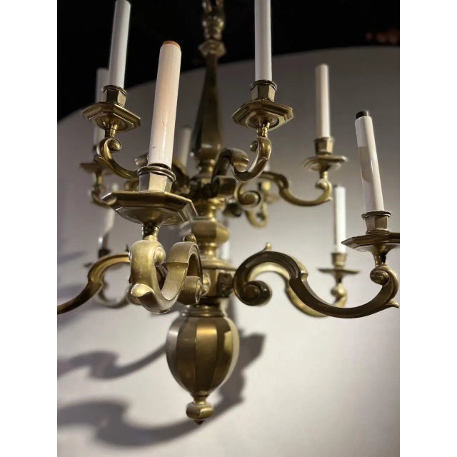 1920s Dutch Bronze Chandelier For Sale - Image 4 of 12